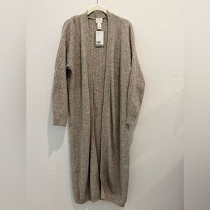 H&M Ribbed Knit Long Cardigan Beige New With Tag
